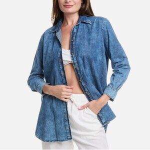 NWT PQ Swim Tilly Button Blue Cotton Jean Cover Up Sise M/L